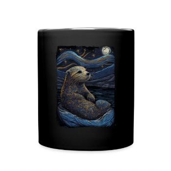 Otter Starry Night - Tasse einfarbig - Schwarz - Vorne