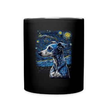 Lévrier italien Nuit étoilée - Mug uni - noir - Devant