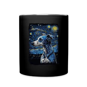 Lévrier italien Nuit étoilée - Mug uni - noir - Devant