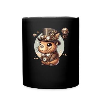 Kawaii Steampunk Capybara Fantasy Capybara Lover - Full Colour Mug - black - Front