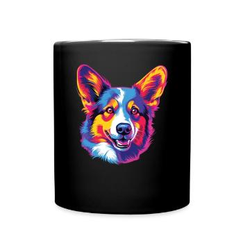 Aquarelle colorée Pembroke Welsh Corgi - Mug uni - noir - Devant