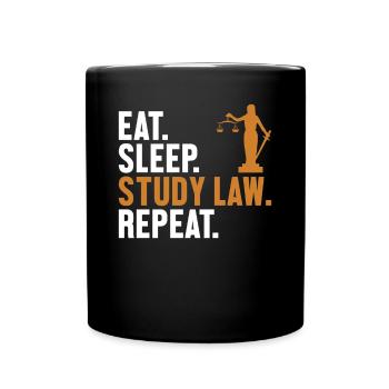 Manger, dormir, étudier, droit, répéter, faculté de droit, université - Mug uni - noir - Devant