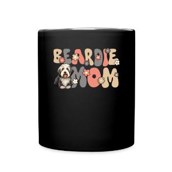 Bearded Collie Groovy Beardie Mom - Full Colour Mug - black - Front