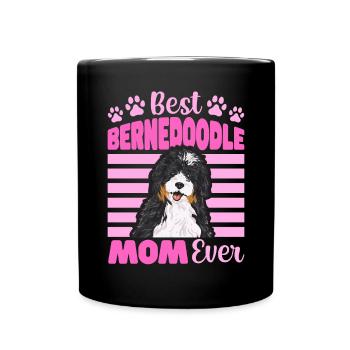 Bernedoodle Hund - Tasse einfarbig - Schwarz - Vorne
