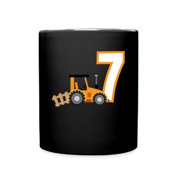 7th Birthday Tractor 7 Years Birthday Shirt - Full Colour Mug - black - Front