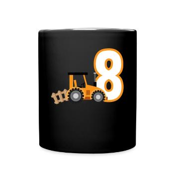 8th Birthday Tractor 8 Years Birthday Shirt - Full Colour Mug - black - Front