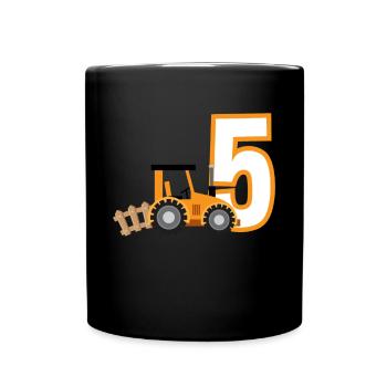 5th Birthday Tractor 5 Years Birthday Shirt - Full Colour Mug - black - Front