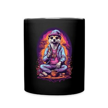 Suricate psychédélique Art Goa Design - Mug uni - noir - Devant