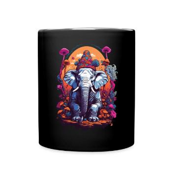 Éléphant psychédélique Art Goa Trance champignons - Mug uni - noir - Devant