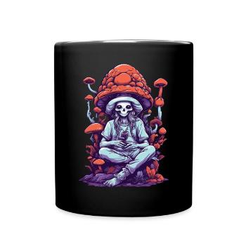 Lebendige Farben Wald Pilze Psychedelic Art - Tasse einfarbig - Schwarz - Vorne