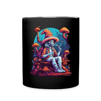 Alien Forest Mushrooms Psychedelic Goa Trance - Full Colour Mug - black - Front