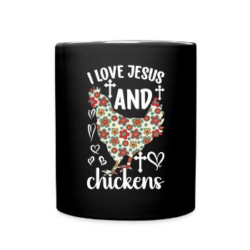 Jesus And Chickens Farmer Lover Farmer - Full Colour Mug - black - Front