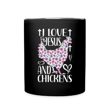 Jesus And Chickens Farmer Lover Farmer - Full Colour Mug - black - Front