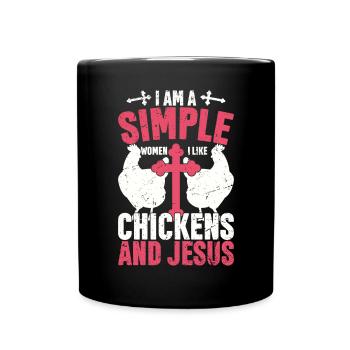 Jesus And Chickens Farmer Lover Farmer - Full Colour Mug - black - Front