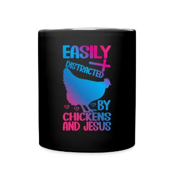 Jesus And Chickens Farmer Lover Farmer - Full Colour Mug - black - Front
