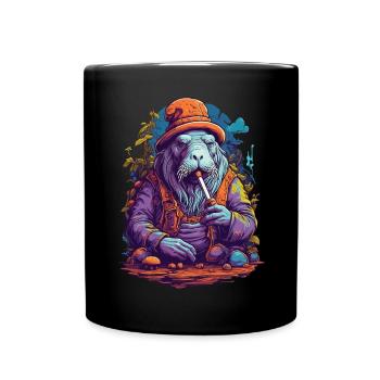 Walross Psychedelic Art Musik Festival Farben - Tasse einfarbig - Schwarz - Vorne