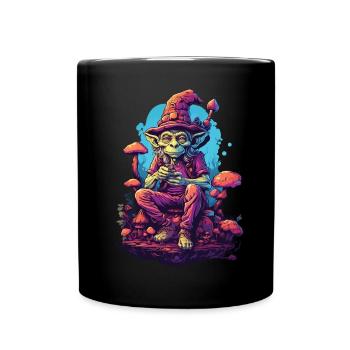 Außerirdischer Psychedelic Art Wald Pilze Musik - Tasse einfarbig - Schwarz - Vorne