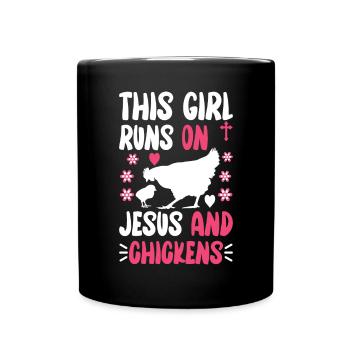 Jesus And Chickens Farmer Lover Farmer - Full Colour Mug - black - Front