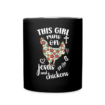 Jesus And Chickens Farmer Lover Farmer - Full Colour Mug - black - Front