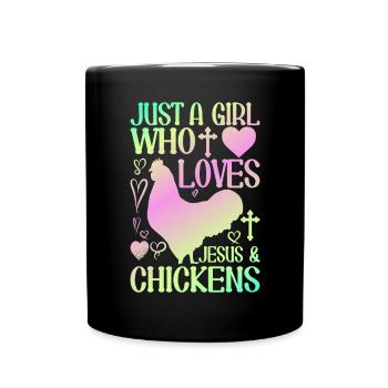 Jesus And Chickens Farmer Lover Farmer - Full Colour Mug - black - Front