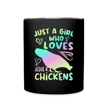 Jesus And Chickens Farmer Lover Farmer - Full Colour Mug - black - Front