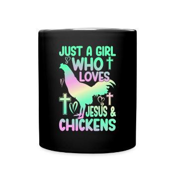 Jesus And Chickens Farmer Lover Farmer - Full Colour Mug - black - Front