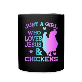 Jesus And Chickens Farmer Lover Farmer - Full Colour Mug - black - Front