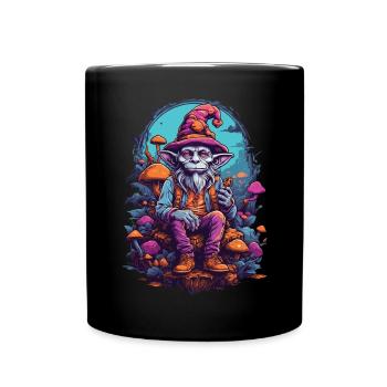 Goblin Psychedelic Art Woodland Mushrooms Music Festival - Full Colour Mug - black - Front