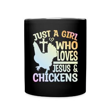Jesus And Chickens Farmer Lover Farmer - Full Colour Mug - black - Front