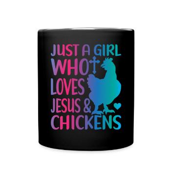 Jesus And Chickens Farmer Lover Farmer - Full Colour Mug - black - Front