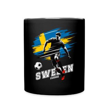 Schwedischer Fußballspieler mit Flagge - Tasse einfarbig - Schwarz - Vorne