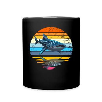 Walhai Retro Sunset Rettung die Walhaie - Tasse einfarbig - Schwarz - Vorne