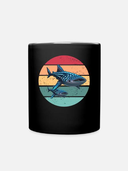 Walhai Retro Sunset Rettung die Walhaie - Tasse einfarbig - Schwarz