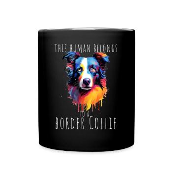 Cet humain appartient à un chien Border Collie - Mug uni - noir - Devant