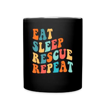 Eat Sleep Rescue Repeat Dog Rescue Sauvetage d’animaux - Mug uni - noir - Devant