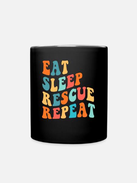 Eat Sleep Rescue Repeat Dog Rescue Sauvetage d’animaux - Mug uni - noir