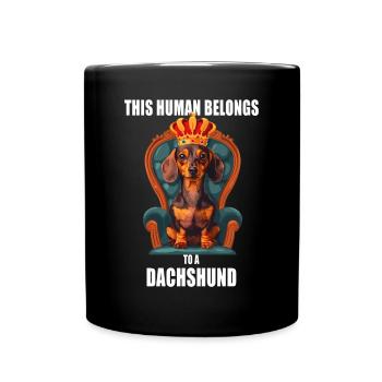 Cet humain appartient à un teckel Teckel Chiens - Mug uni - noir - Devant
