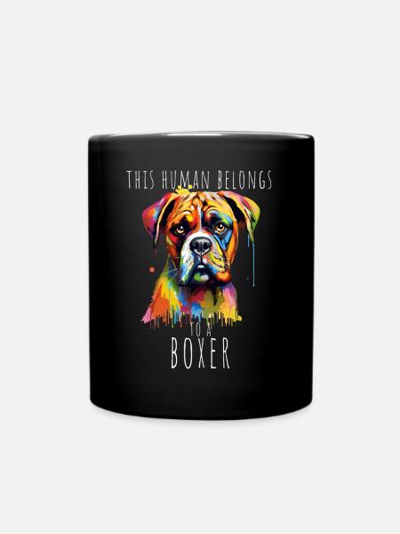 This Human Belongs To A Boxer Hunde Hundehalter - Tasse einfarbig - Schwarz