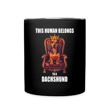 This Human Belongs To A Dachshund Dachshund Dogs - Full Colour Mug - black - Front