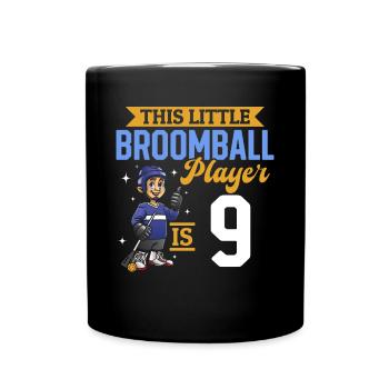Broomball Player Kids 9th Birthday Broomball - Tasse einfarbig - Schwarz - Vorne