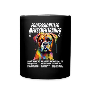 Professioneller Menschentrainer Boxer Hund Doggo - Tasse einfarbig - Schwarz - Vorne