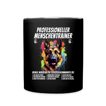 Professioneller Mnschentrainer Schäferhund Hund - Tasse einfarbig - Schwarz - Vorne