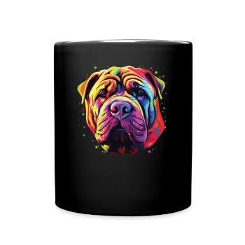 Shar Pei chinois coloré aquarelle - Mug uni - noir - Devant