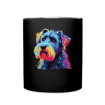 Wasserfarben Farbenfroher Kerry Blue Terrier - Tasse einfarbig - Schwarz - Vorne