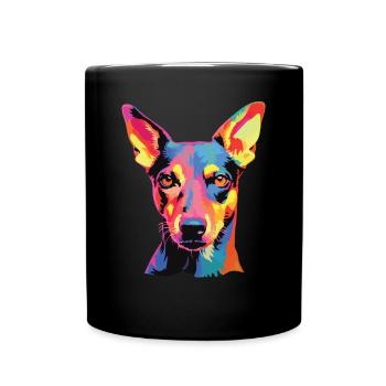 Wasserfarben Farbenfroher Glatthaar-Foxterrier - Tasse einfarbig - Schwarz - Vorne