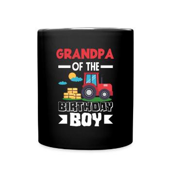 Grandpa from Birthday Boy Tractor - Full Colour Mug - black - Front