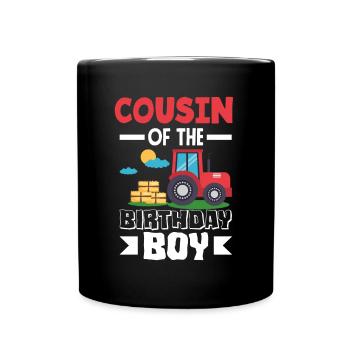 Cousin from Birthday Boy Tractor - Full Colour Mug - black - Front