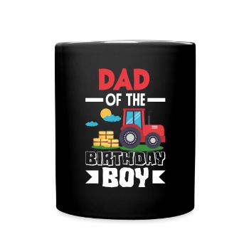 Papa Vom Geburtstagskind Traktor - Tasse einfarbig - Schwarz - Vorne