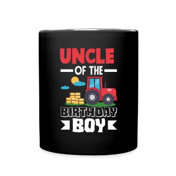 Uncle from Birthday Boy Tractor - Full Colour Mug - black - Front