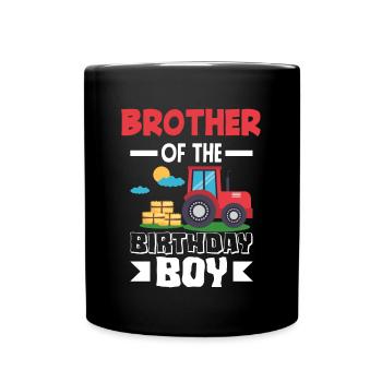 Brother from Birthday Boy Tractor - Full Colour Mug - black - Front